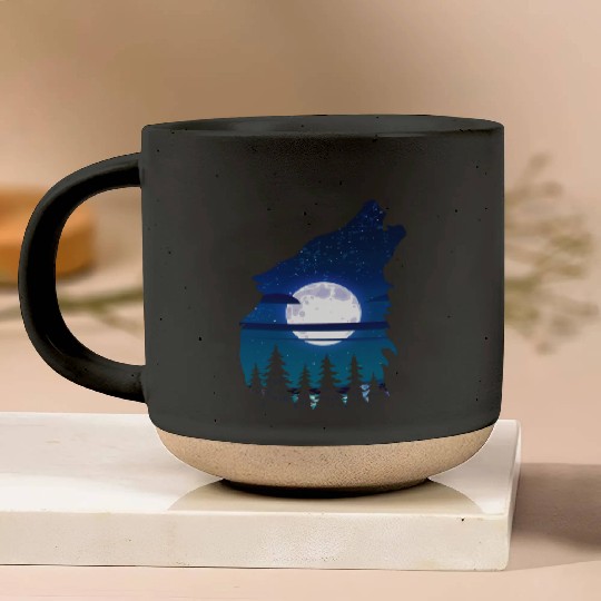 Howling wolf full moon forest howling wild Pottery Mugs