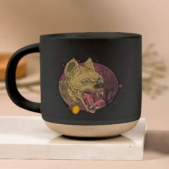 wild hyena angry face head Pottery Mugs