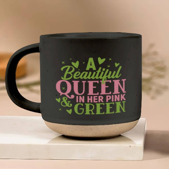 A Beautiful Queen in her Pink and Green | HBCU AKA Pottery Mugs