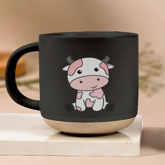 Strawberry Cow Cute Pink Strawberry Cow Kawaii Pottery Mugs