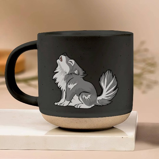 Cute Baby Howling Wolf Cub Gifts Animals Lover Pottery Mugs