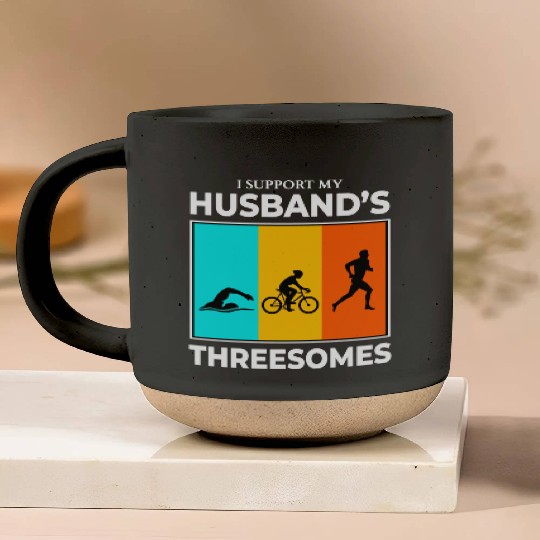 Swim Bike Run Triathlon Triathlete Husband Wife Pottery Mugs