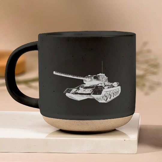 Tank T34 reverse - white Pottery Mugs