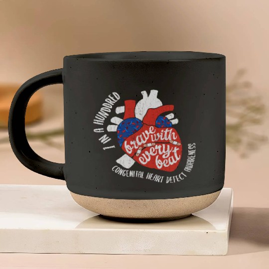Brave With Every Beat CHD Awareness Happy Gift Pottery Mugs