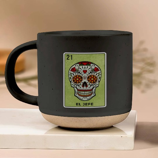 El Jefe Mexican Lottery Card Cinco De Mayo Pottery Mugs