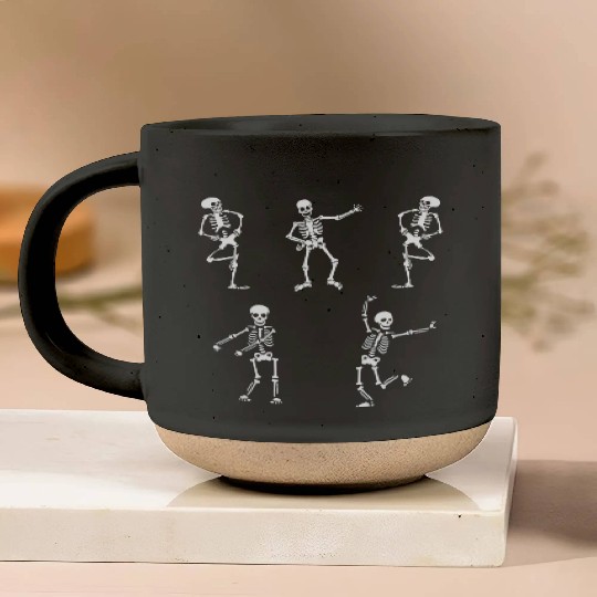 skeleton , Dancing Skeleton, Halloween , Dancing Pottery Mugs