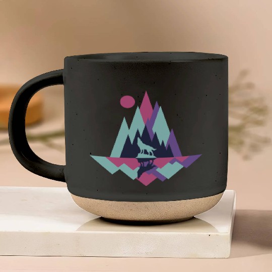 Wolf silhouette travel adventure hiking gift Pottery Mugs
