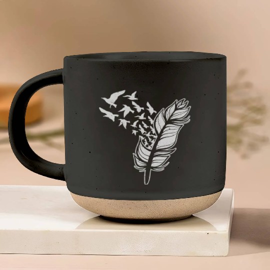 White Doves Feather Peace Freedom Media Writer Pottery Mugs