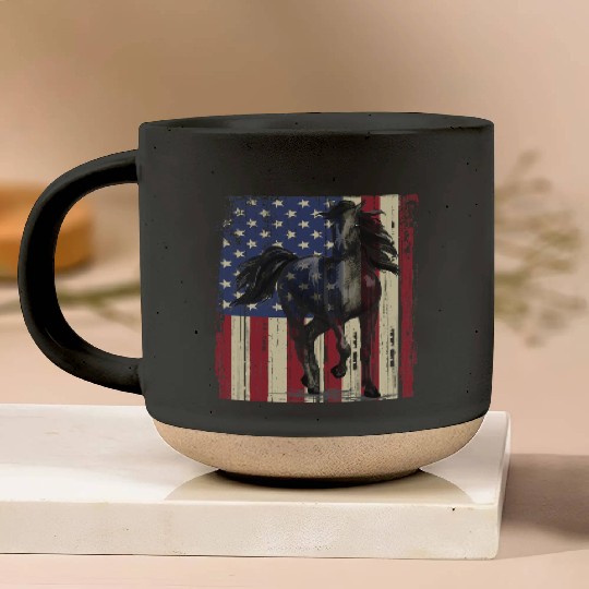 Horse American Flag Horseback Riding Horse Lover Pottery Mugs