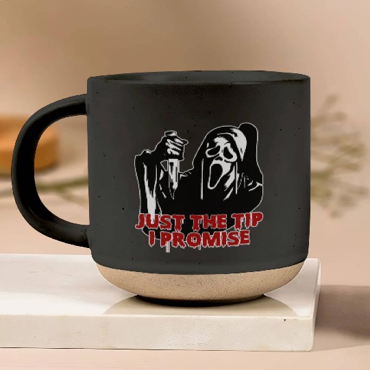 Just The Tip I Promise - Skeleton Horror Halloween Pottery Mugs