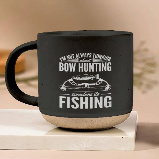 Trout Angler Bow & Arrow Hunter Deer Hunting Pottery Mugs