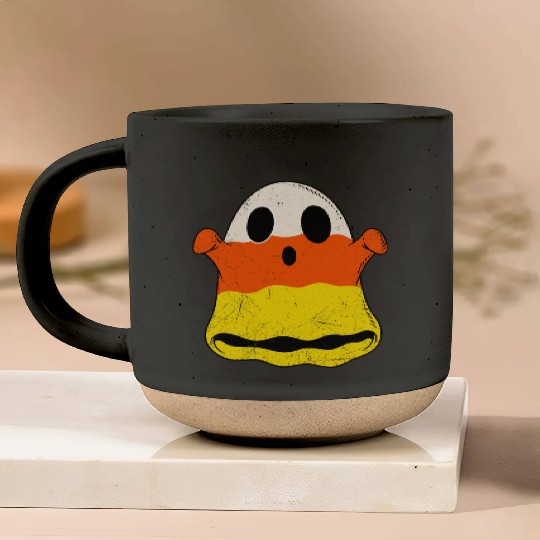 Vintage Candy Corn Ghost Creepy Halloween Costume Pottery Mugs