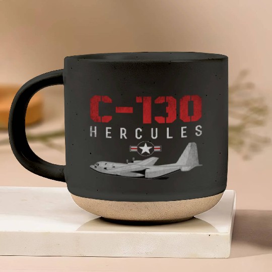 C 130 Hercules US Airborne Fighter Pilot Pottery Mugs