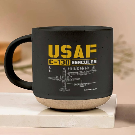 C 130 Hercules US Airborne Fighter Pilot Pottery Mugs