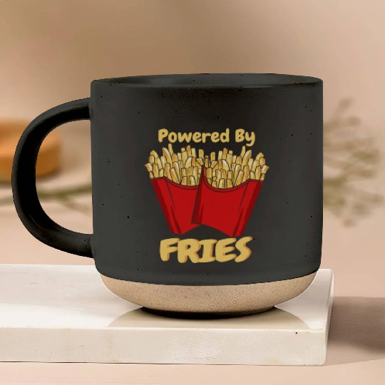 French Fries: Powered With Fries Pottery Mugs
