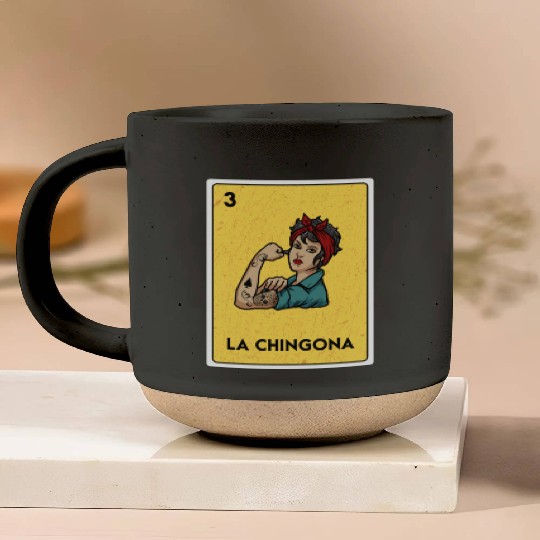 La Chingona Mexican Lottery Bingo Game Card Player Pottery Mugs