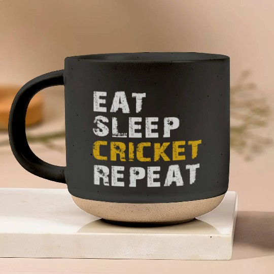 eat sleep cricket Pottery Mugs