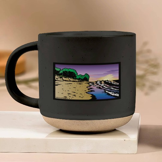 Purple Twilight Indiana Dunes Poster Pottery Mugs