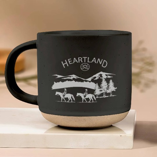 heartland ranch, heartland, sunset, vintage, retro Pottery Mugs