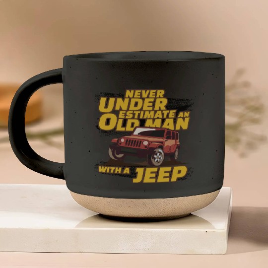 Never Underestimate An Old Man with A Jeep Brown Pottery Mugs