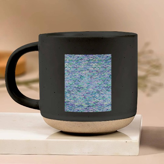 Marble Mosaic in Sapphire and Emerald Pottery Mugs