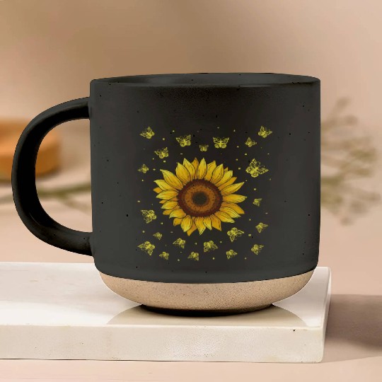 Sunflower Butterflies Floral Women Girls Butterfly Pottery Mugs