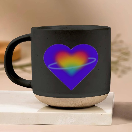 rainbow heart pride Pottery Mugs