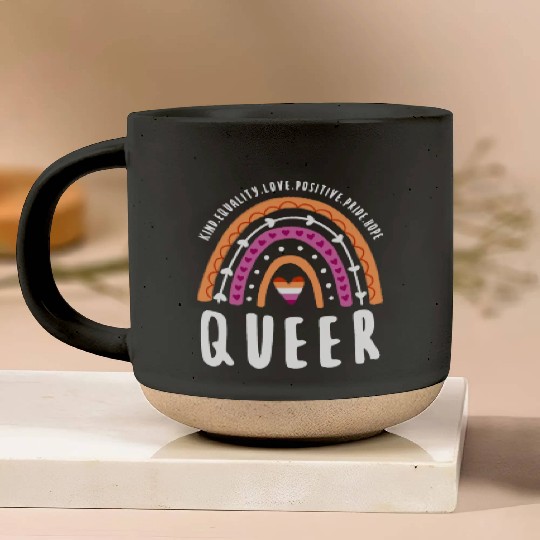 Queer Lesbian Pride Rainbow Pottery Mugs
