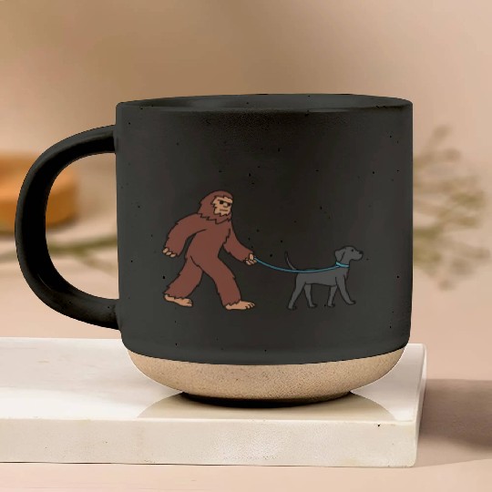 Bigfoot Sasquatch Walking Great Dane Pottery Mugs