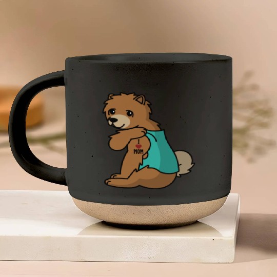 I Love Mom Tattoo Chow Chow Pottery Mugs