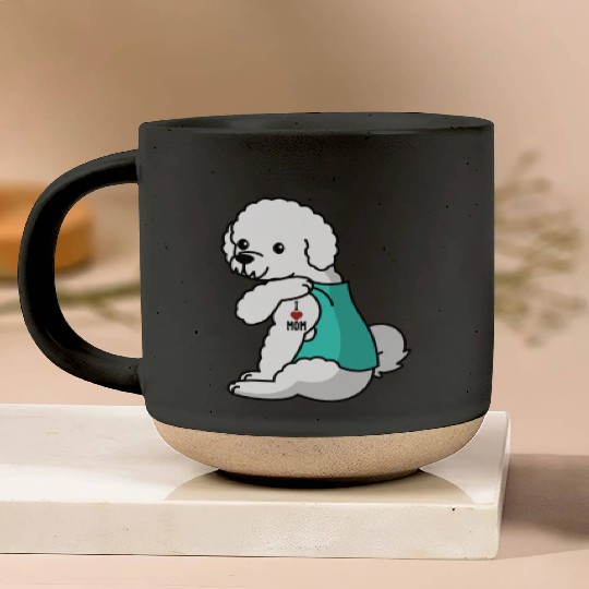 I Love Mom Tattoo Bichon Frise Pottery Mugs
