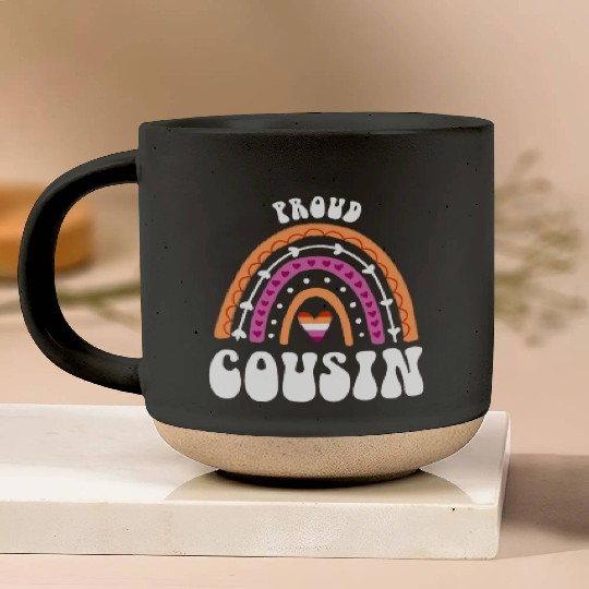 Proud Cousin Lesbian Pride Rainbow Pottery Mugs