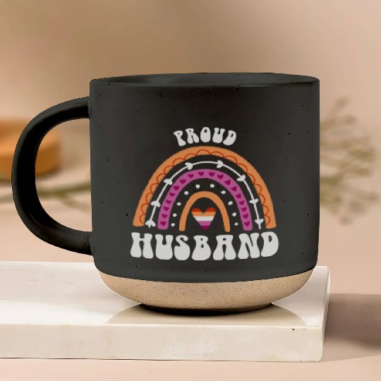 Proud Husband Lesbian Pride Rainbow Pottery Mugs