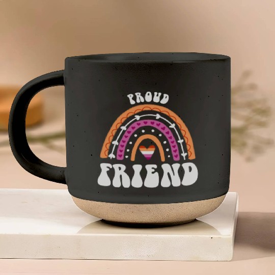 Proud Friend Lesbian Pride Rainbow Pottery Mugs