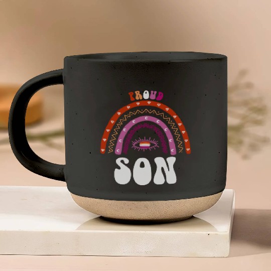 Lesbian Rainbow Proud Son Lesbian Pottery Mugs