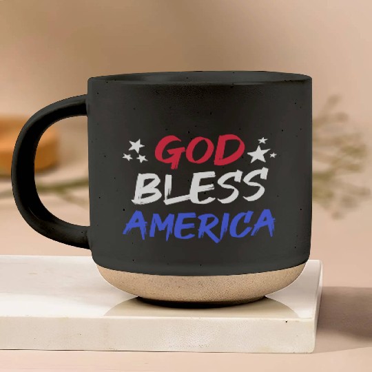 Patriotic USA God Bless America Pottery Mugs