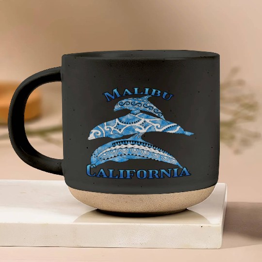 Malibu California Vacation Tribal Dolphins Pottery Mugs