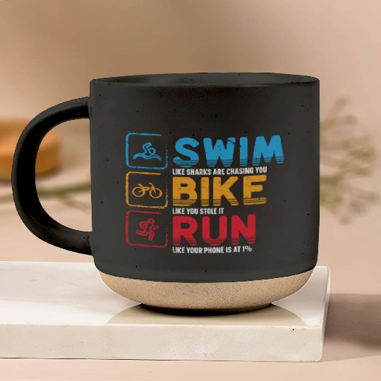 Swim Bike Run Triathlon Athlete Swim Run Bike Pottery Mugs