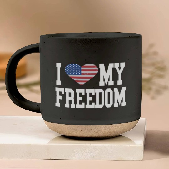 Patriotic American Flag I Heart Freedom, I Love Pottery Mugs