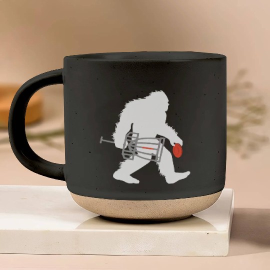 Bigfoot Disc Golf Cryptid Sasquatch Disc Golfer Pottery Mugs