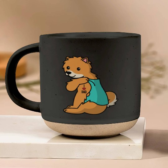 I Love Dad Pomeranian Pottery Mugs