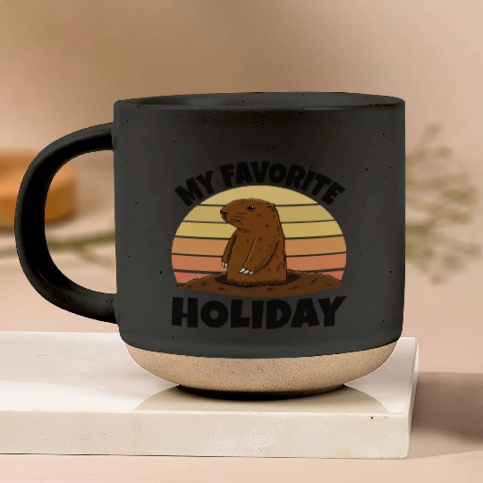 My Favourite Holiday Groundhog Pottery Mugs