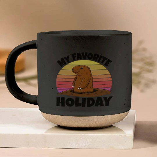 My Favourite Holiday Groundhog Pottery Mugs