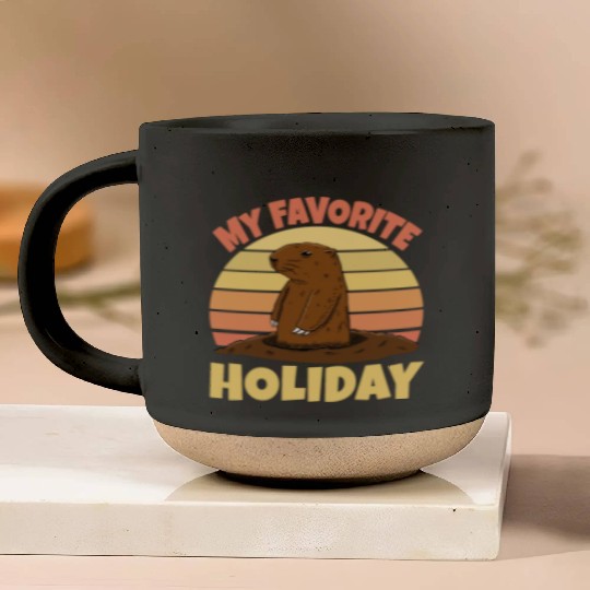 My Favourite Holiday Groundhog Pottery Mugs