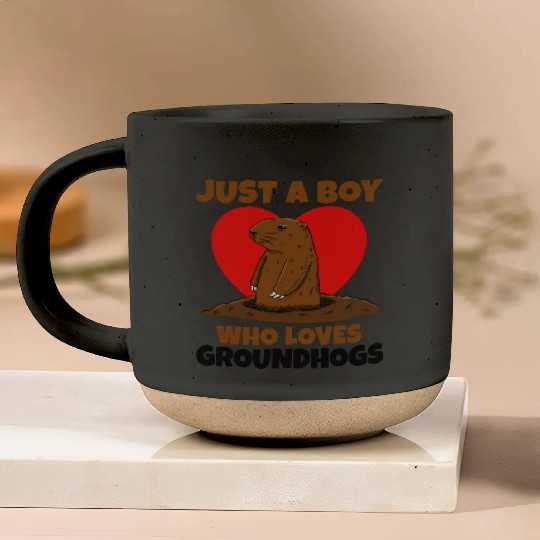 Just A Boy Who Loves Groundhog Pottery Mugs