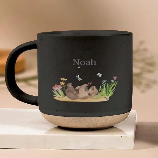 Forest Animal Bear Flowers Name Noah Pottery Mugs