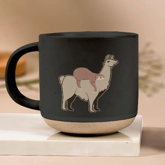 Riding Alpaca Llama Lover Lazy Sloth Pottery Mugs