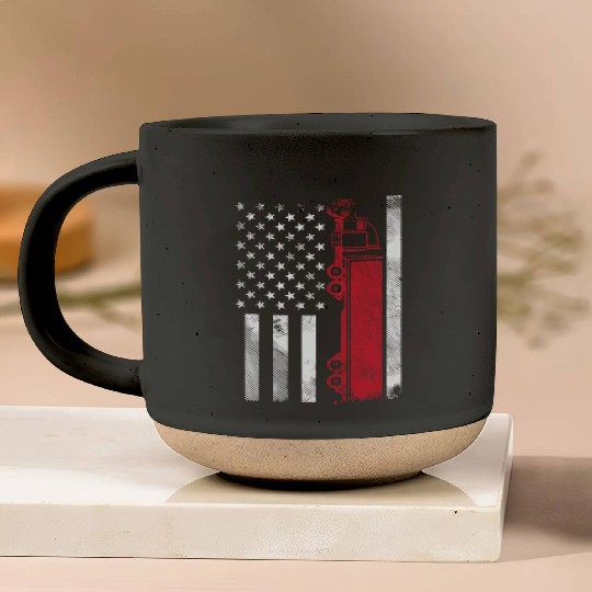 US American Flag Semi Truck Driver 18 Wheeler Pottery Mugs