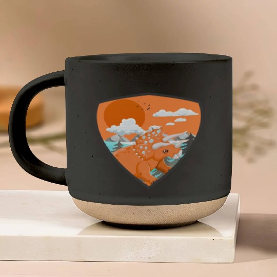 triceratops predators in mountains Pottery Mugs
