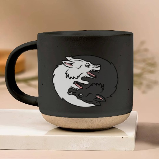 Yin Yang Wolf for Yin Yang Art Lover Pottery Mugs